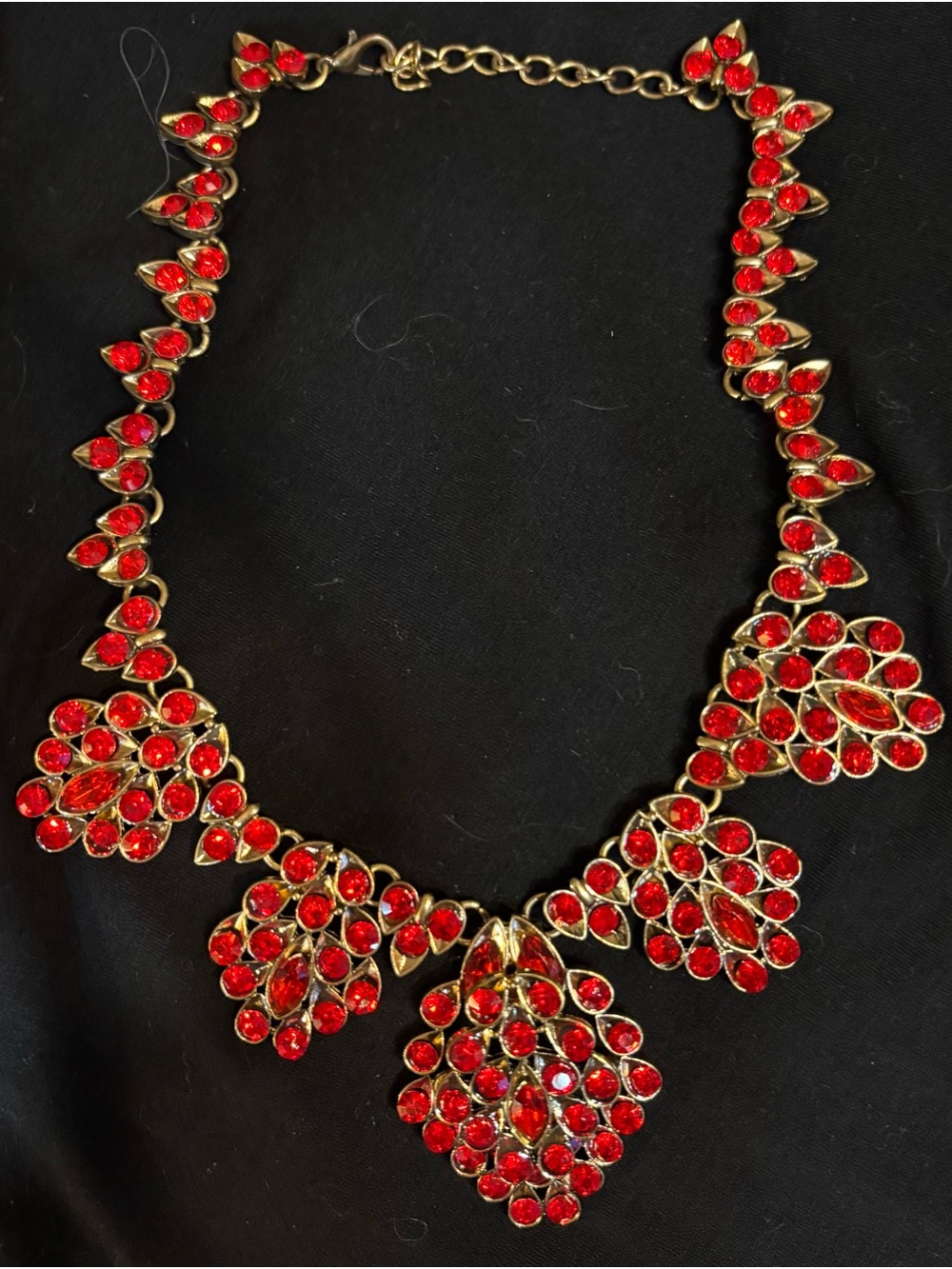 Vintage Red Crystal Statement Necklace - Women Jewelry